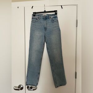 90s straight ultra high rise jeans with vent leg